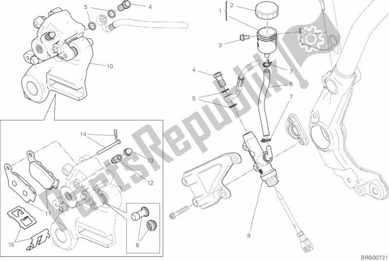 All parts for the Rear Brake System of the Ducati Scrambler Desert Sled Thailand USA 803 2020